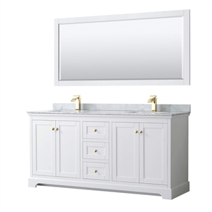 Pemberly Row 72&quot Square Sinks Wood Double Bathroom Vanity in White