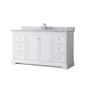 Pemberly Row 60&quot Oval-Sink Wood Single Bathroom Vanity in White
