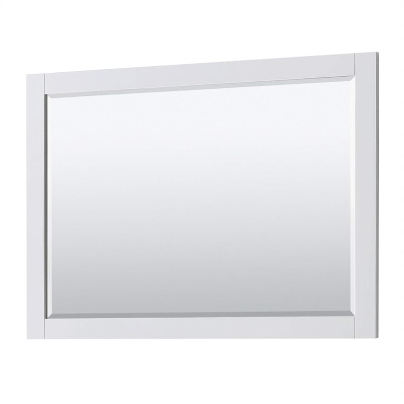 Pemberly Row Wood Double Bathroom Vanity with Mirror in White/Gold