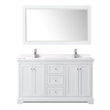 Pemberly Row Birch Wood Wood Double Bathroom Vanity in White/Chrome