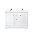 Pemberly Row Light Vein Wood Double Bathroom Vanity in White/Gold
