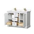 Pemberly Row Light Vein Wood Double Bathroom Vanity in White/Gold