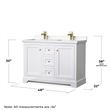 Pemberly Row Light Vein Wood Double Bathroom Vanity in White/Gold