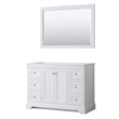 Pemberly Row Wood Single Bathroom Vanity with Mirror in White/Gold