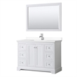 Pemberly Row Birch Wood Wood Single Bathroom Vanity in White/Chrome