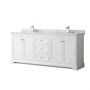 Pemberly Row 80&quot Square-Sinks Wood Double Bathroom Vanity in White
