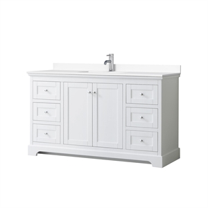 Pemberly Row 60&quot Wood Single Bathroom Vanity in Chrome/White