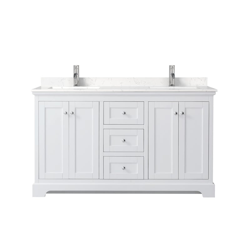 Pemberly Row Birch Wood Wood Double Bathroom Vanity in Chrome/White