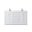 Pemberly Row Birch Wood Wood Double Bathroom Vanity in Chrome/White
