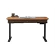 Pemberly Row Executive Electric Sit-Stand Desk w/ Solid Wood Plank Top in Brown