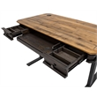 Pemberly Row Executive Electric Sit-Stand Desk w/ Solid Wood Plank Top in Brown