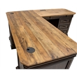 Pemberly Row Executive L-Desk and Return with Solid Wood Plank Top in Brown