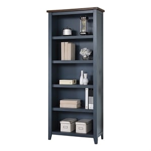 Pemberly Row 72&quot Solid Wood Bookcase with Adjustable Shelves in Dusty Blue