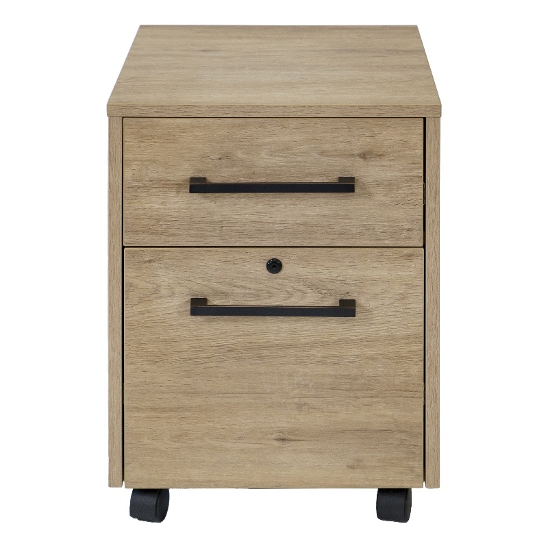Pemberly Row 2-Drawer File Cabinet with Lock - Fully Assembled in Light Brown