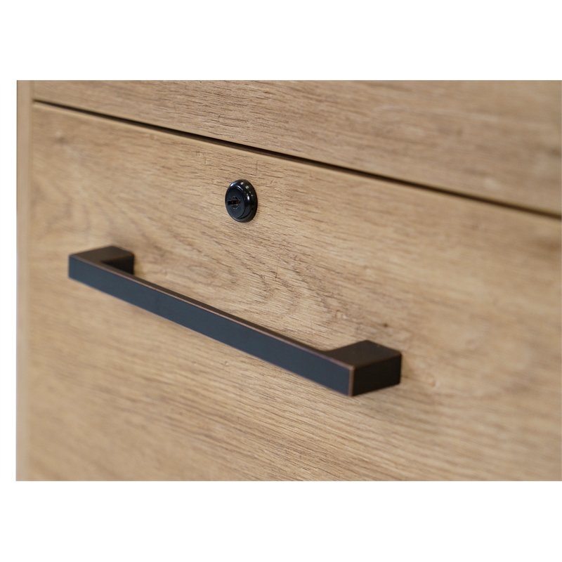 Pemberly Row 2-Drawer File Cabinet with Lock - Fully Assembled in Light Brown
