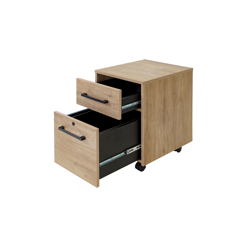 Pemberly Row 2-Drawer File Cabinet with Lock - Fully Assembled in Light Brown