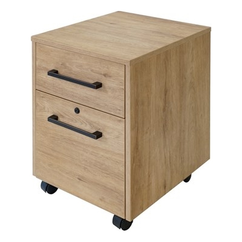 Pemberly Row 2-Drawer File Cabinet with Lock - Fully Assembled in Light Brown