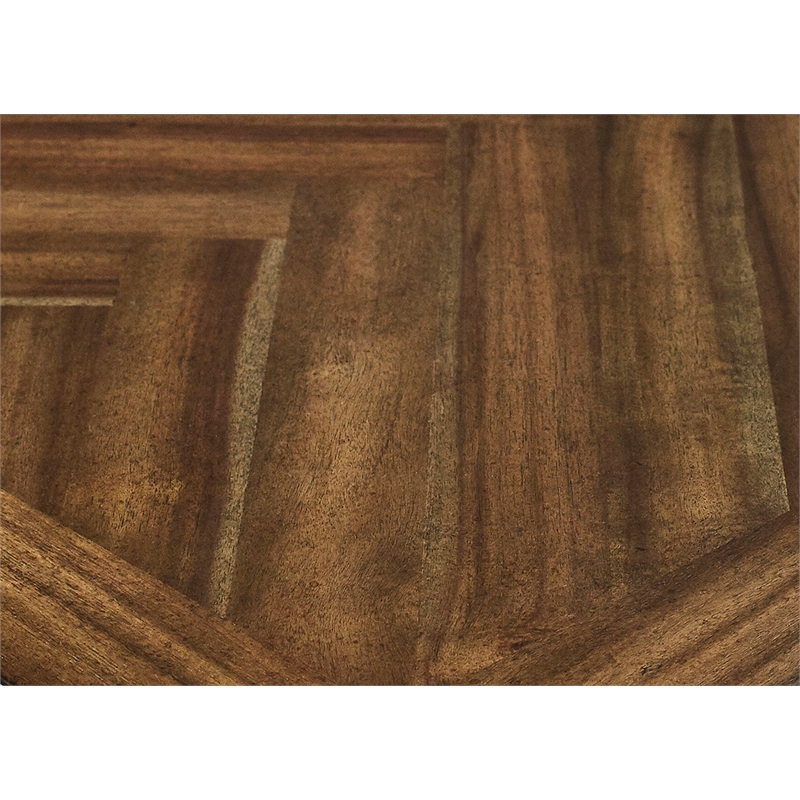 Pemberly Row Hutch with Herringbone Doors & Adjustable Shelves in Natural Brown