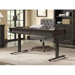 Pemberly Row 60&quot Electric Sit-Stand Desk with Programmable Heights in Dark Brown