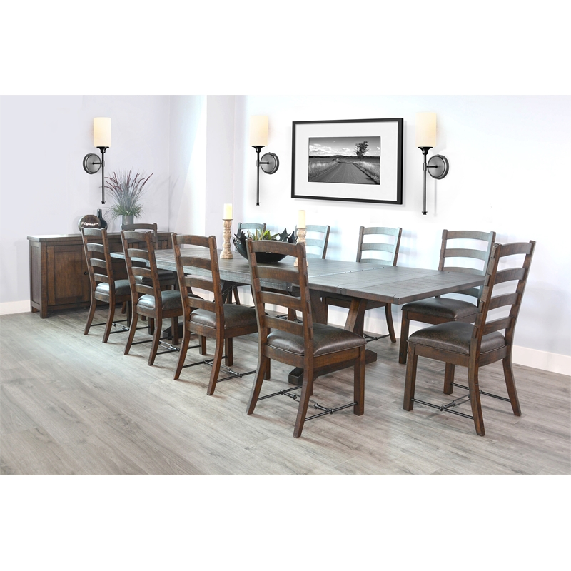 Pemberly Row Folding Leaf Extension Dining Set with 10 Chairs