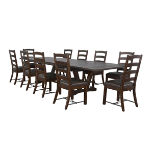 Pemberly Row Folding Leaf Extension Dining Set with 10 Chairs