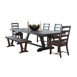 Pemberly Row Folding Leaf Extension Dining Set with 4 Chairs and Bench