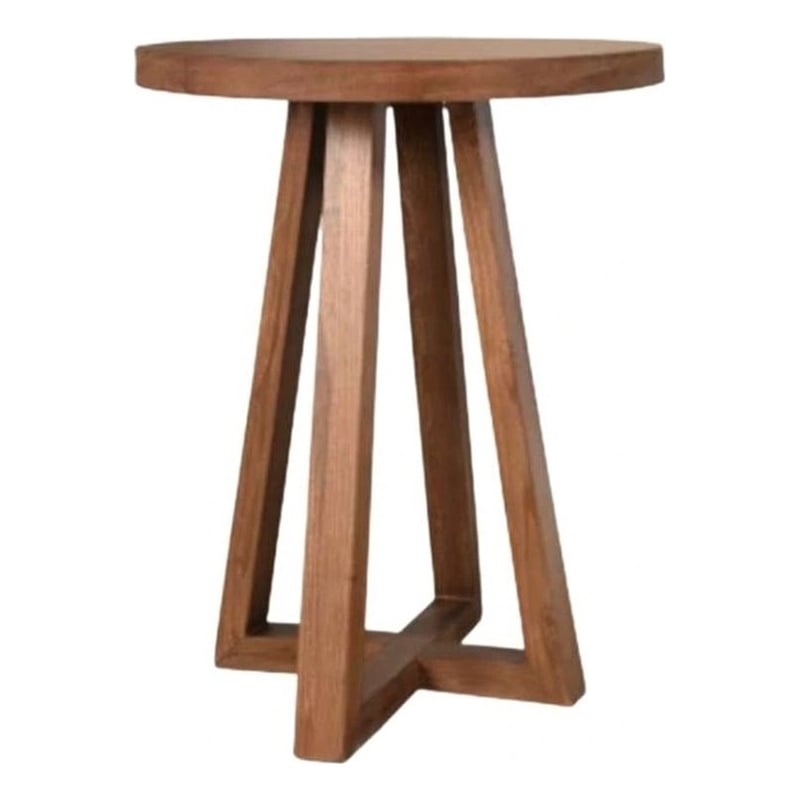 Pemberly Row Round Mindi Wood Bar Table with Cross-Base Pedestal in Deep Cinder
