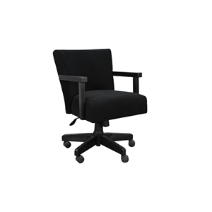 Pemberly Row Contemporary Swivel Game Chair with Casters and Wood Arms