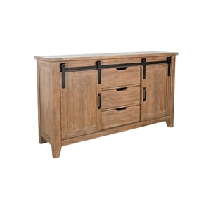 Pemberly Row Contemporary Sliding Barn Door Sideboard with 3 Drawers