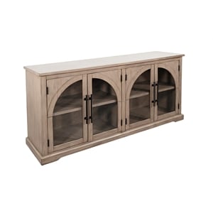 Pemberly Row Wood Display Sideboard with Arched Glass Doors & Adjustable Shelves