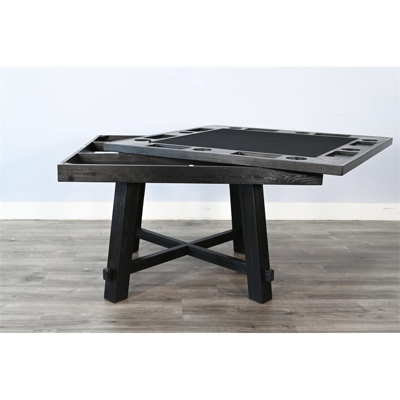 Pemberly Row Black Square Reversible Poker and Dining Table with Storage