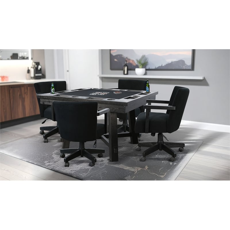 Pemberly Row Black 5-Piece Square Reversible Poker Dining Set with Game Chairs