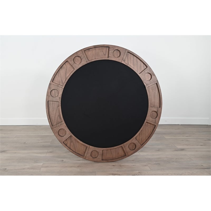 Pemberly Row Reversible Round Dining and Poker Table with Cup Holders