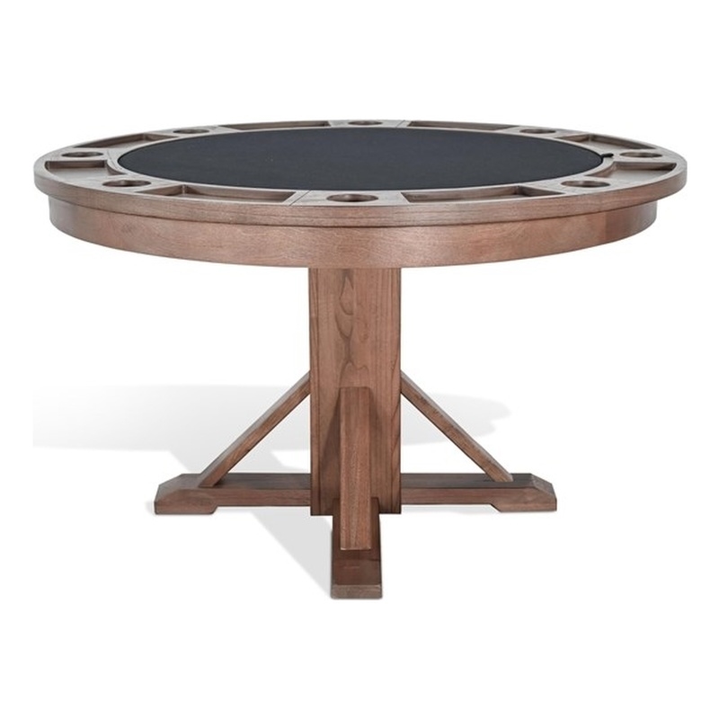 Pemberly Row Reversible Round Dining and Poker Table with Cup Holders