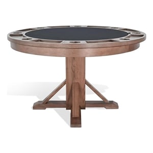 Pemberly Row Reversible Round Dining and Poker Table with Cup Holders