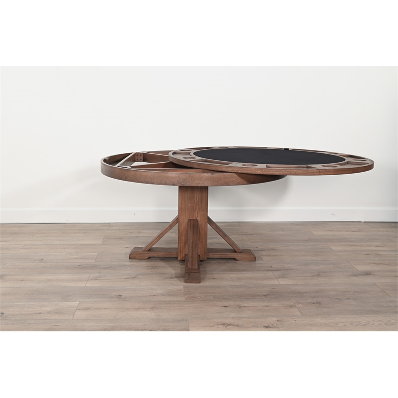 Pemberly Row Reversible Round Dining and Poker Table with Cup Holders