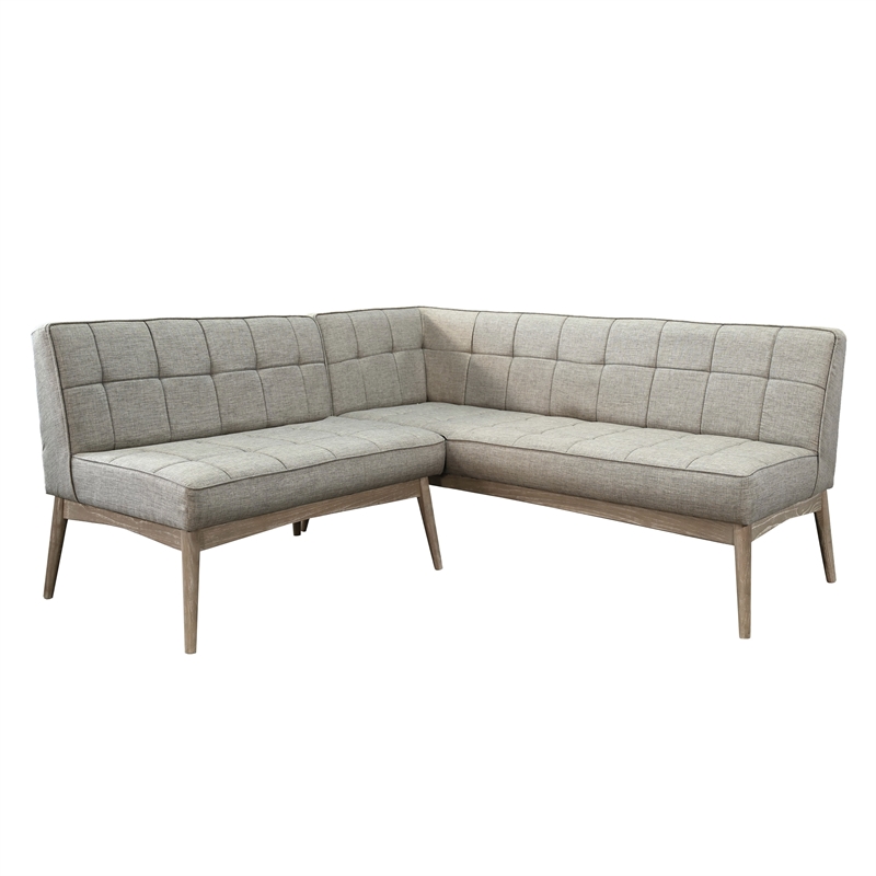 Pemberly Row Tufted Upholstered Corner Dining Bench with Tapered Legs