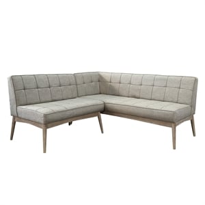 Pemberly Row Tufted Upholstered Corner Dining Bench with Tapered Legs