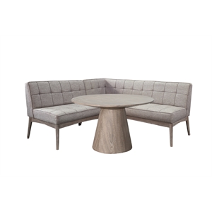 Pemberly Row Mid-Century Tufted Corner Dining Nook Set with Table