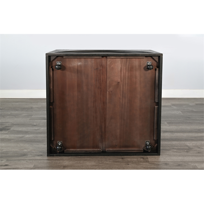 Pemberly Row Wood Coffee Table with Arched Open Shelf and Casters