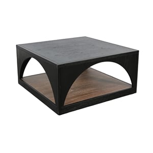 Pemberly Row Wood Coffee Table with Arched Open Shelf and Casters