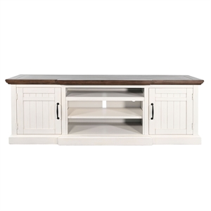 Pemberly Row 72&quot Farmhouse Two-Tone TV Console with Paneled Doors