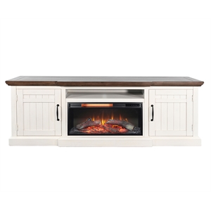 Pemberly Row 72&quot Two-Tone Media Console with Electric Fireplace and Heater