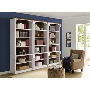 Pemberly Row Rustic Open 94&quot 3Pc Bookcase Wall with Adjustable Shelves in White