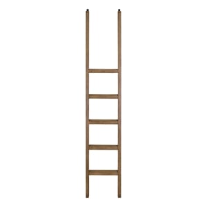 Pemberly Row Traditional 5-Step Decorative Wood Ladder with Metal Hooks in Brown