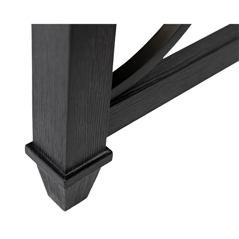 Pemberly Row Wood Writing Desk with Ball-Bearing Drawers in Ebony Black