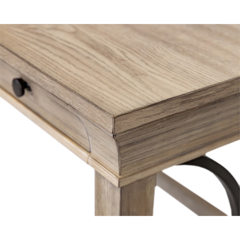 Pemberly Row Wood Writing Desk with Ball-Bearing Drawers in Natural Oak