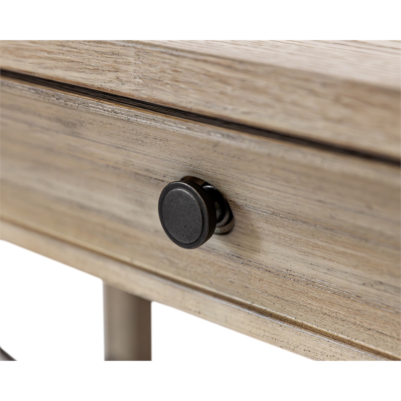 Pemberly Row Wood Writing Desk with Ball-Bearing Drawers in Natural Oak