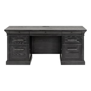 Pemberly Row Traditional Wood Credenza with Locking File Drawers in Ebony Black