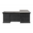 Pemberly Row Double Pedestal L-Desk with Keyboard Drawers in Ebony Black